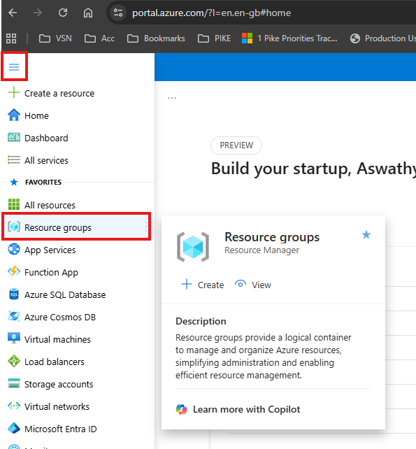 Go to Resource group in Azure Portal