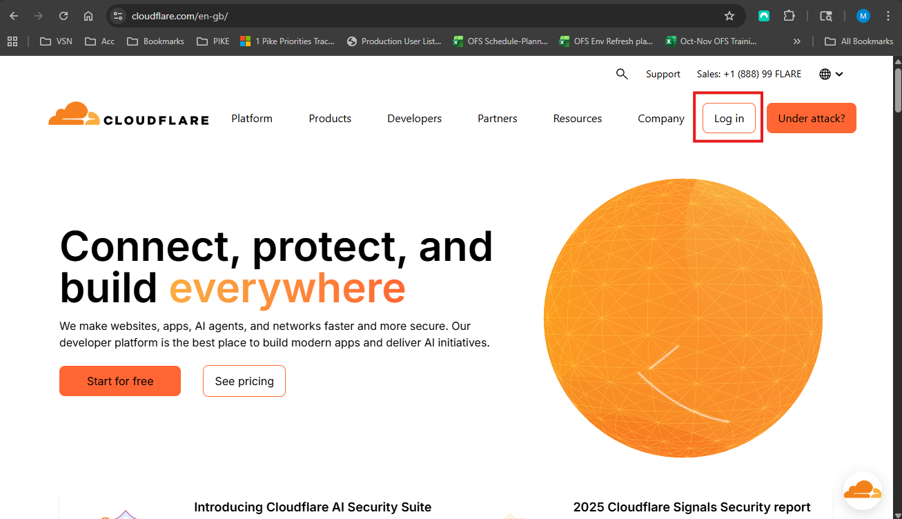 Login to Cloudflare dashboard