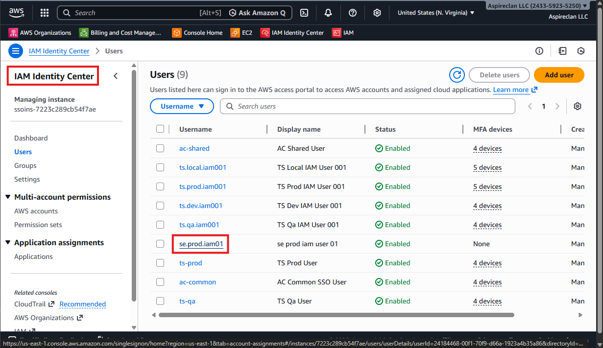 AWS IAM Identity Center - accept invitation and assign account + permission set