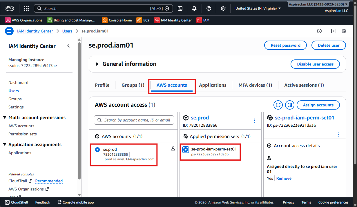AWS IAM Identity Center - confirm assignment
