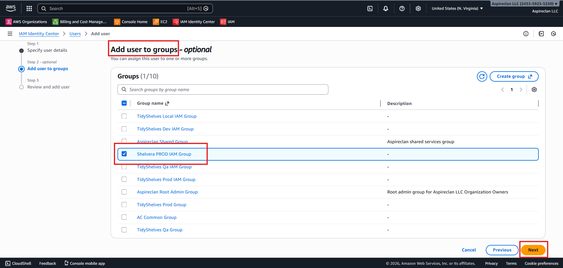 AWS IAM Identity Center - Add user to group