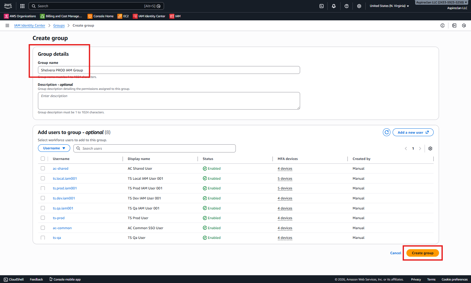 AWS IAM Identity Center - Group details