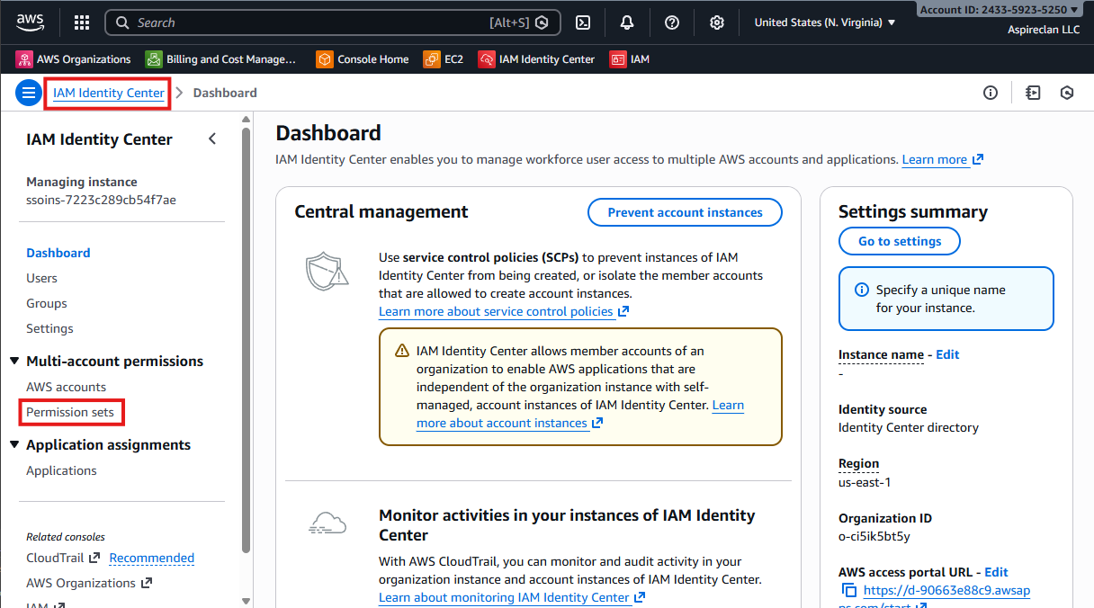 AWS IAM Identity Center - Permission sets