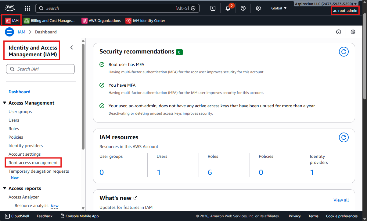 IAM Root Access Management